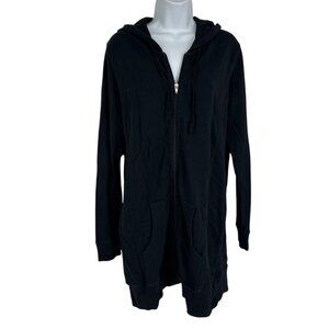 Garnet Hill Cotton Blend Long Sleeve Full Zip Hoodie Sweatshirt Robe Coat Size M